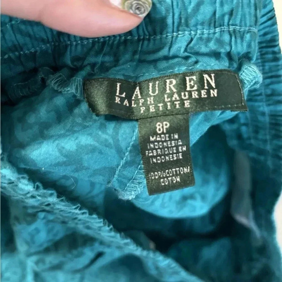 Lauren Ralph Lauren Paisley Pull On Pants Size 8 Petite Blue Cotton Lightweight - Picture 4 of 7